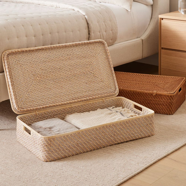 Handwoven Rattan Underbed Storage Basket