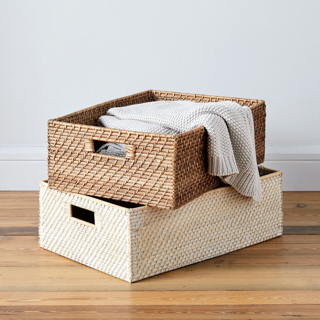 Handwoven Rattan Underbed Storage Basket