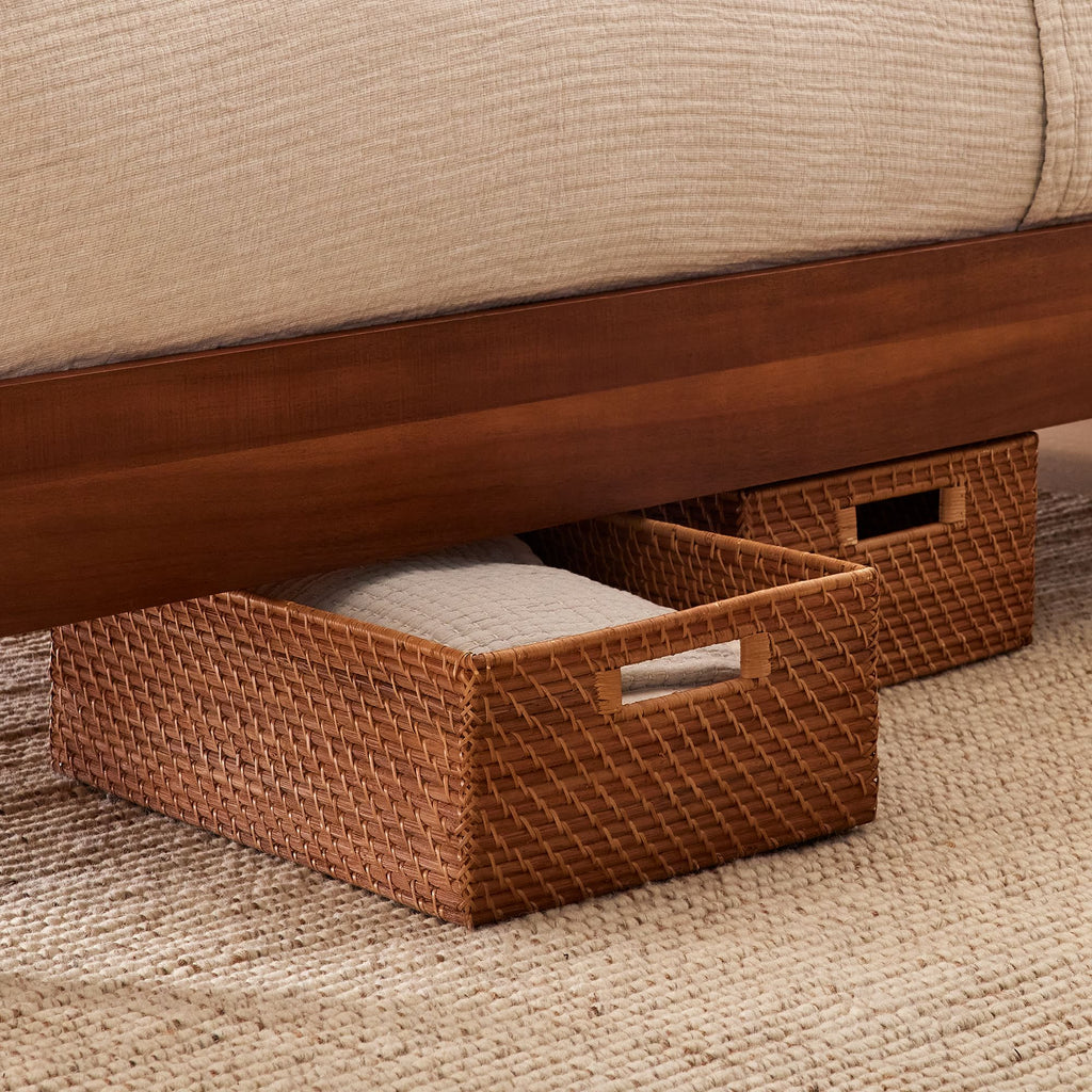 Handwoven Rattan Underbed Storage Basket
