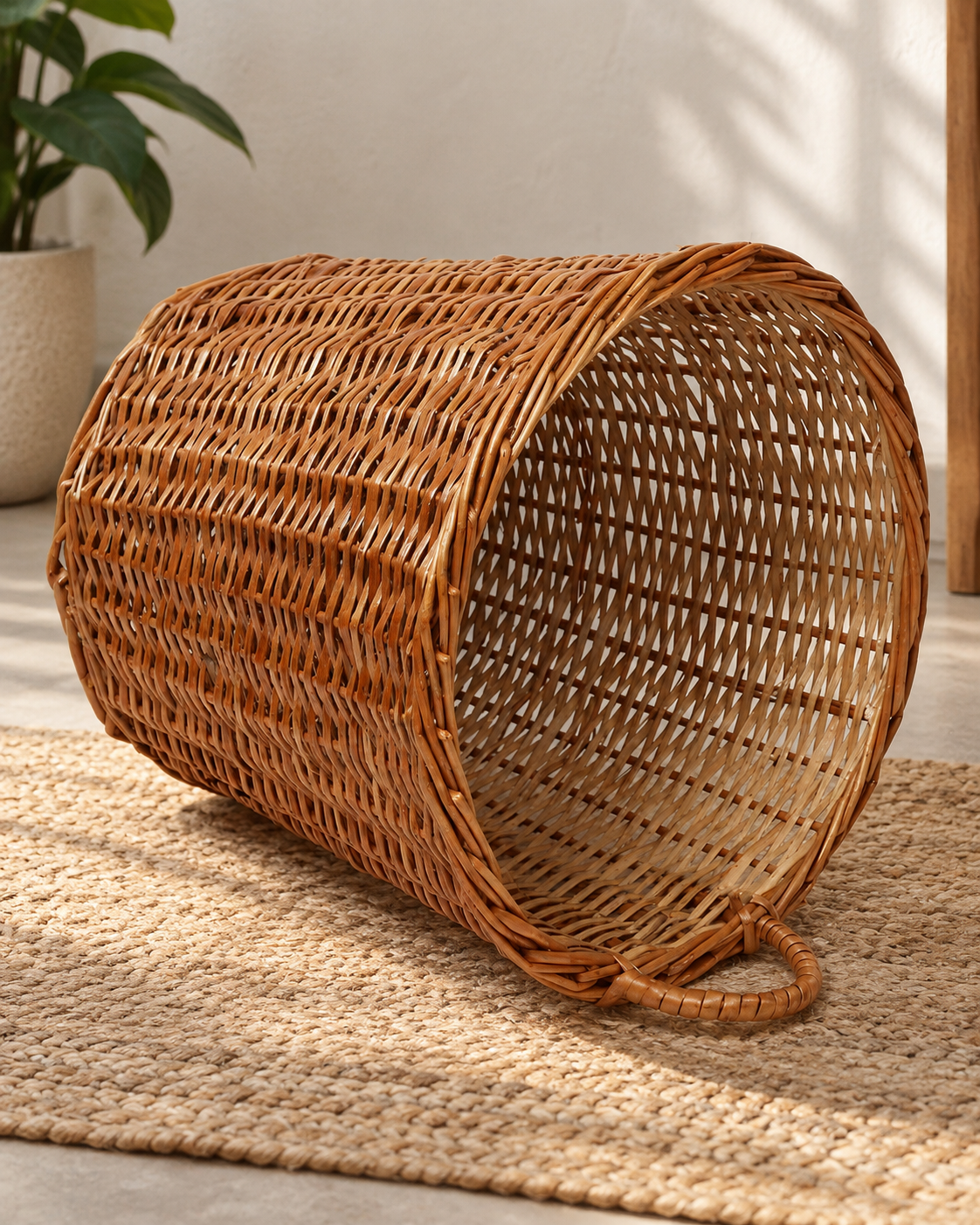 Multipurpose Wicker Basket – Ideal for Plants, Storage, or Use as a Dustbin — Canewoven