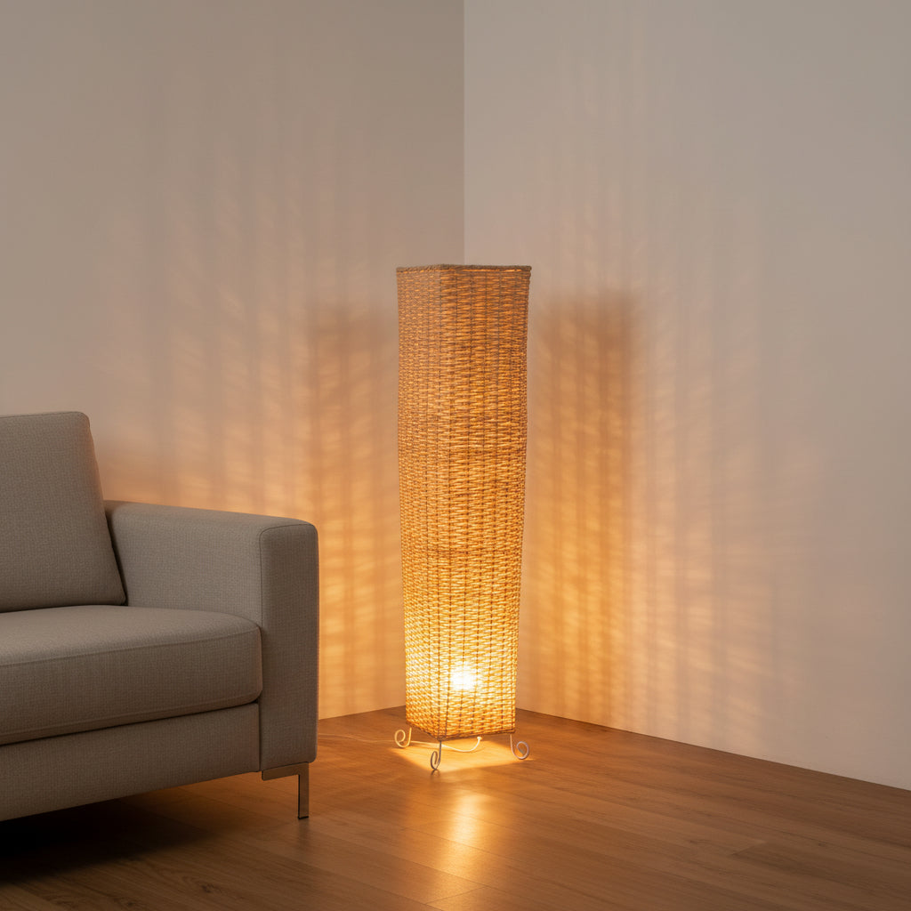 Natural Rattan Floor Lamp – 90 cm
