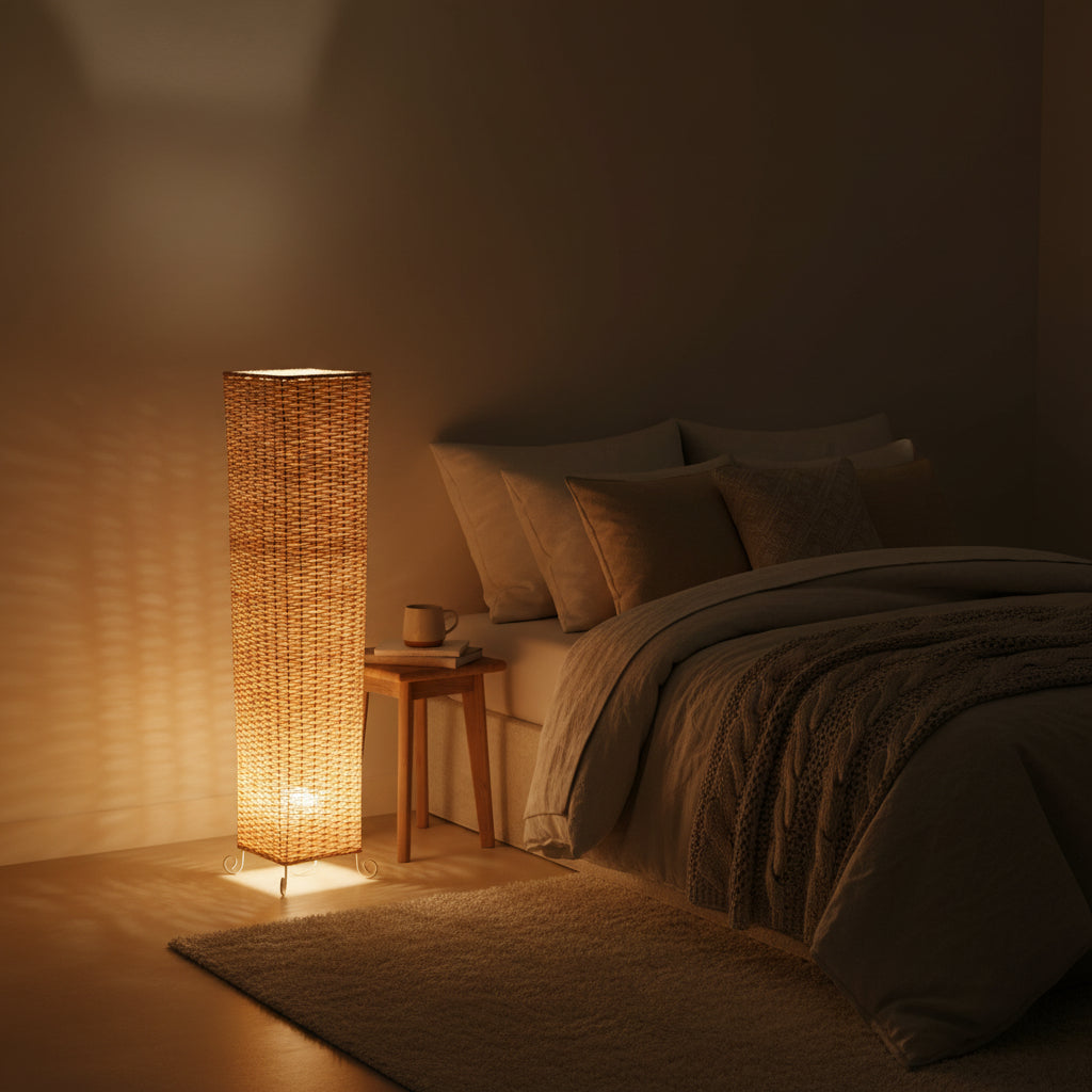 Natural Rattan Floor Lamp – 90 cm