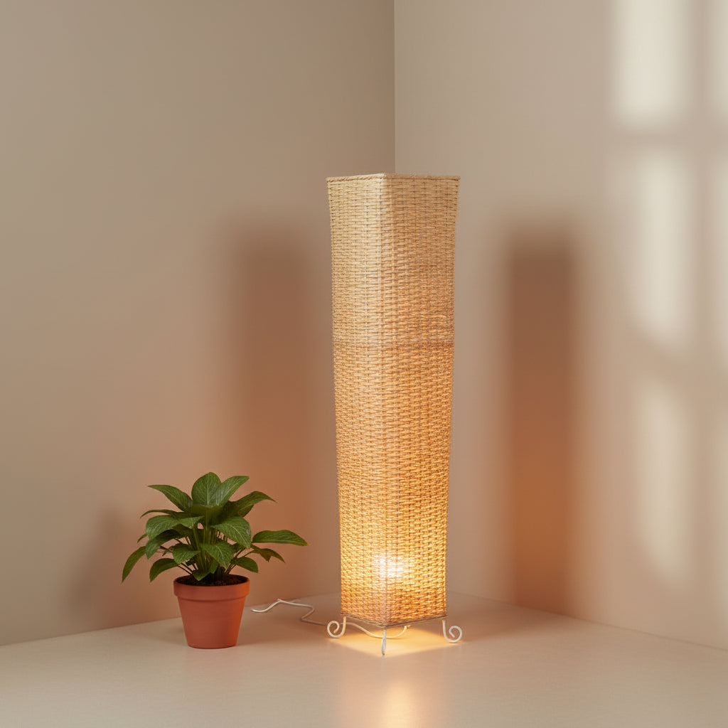 Natural Rattan Floor Lamp – 90 cm
