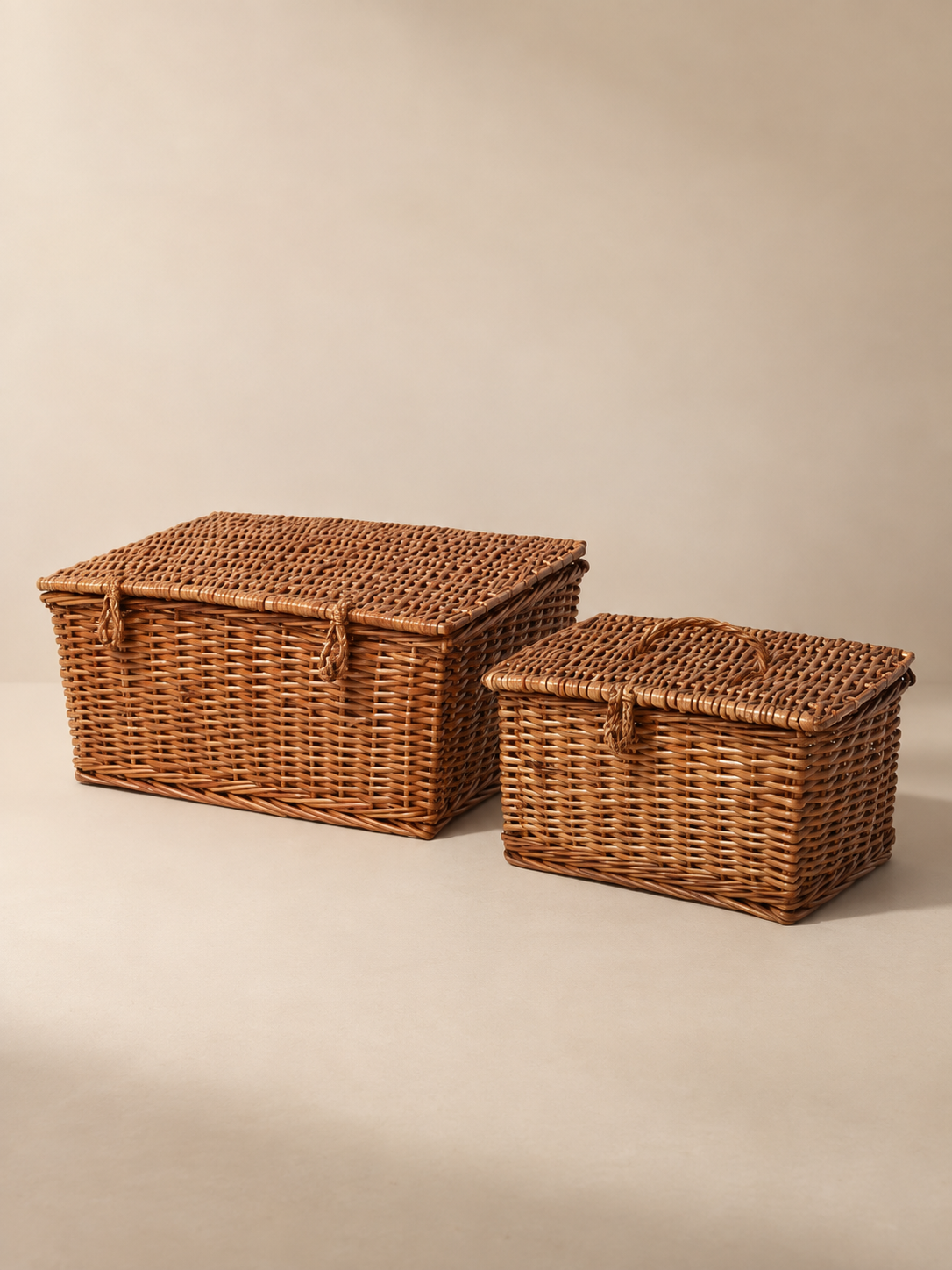 Natural Wicker Basket with Lid for Bedroom, Living Room, and Closet Storage — Canewoven
