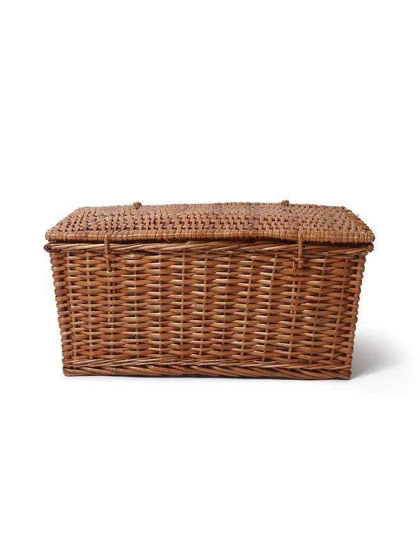 Natural Wicker Basket with Lid for Bedroom, Living Room, and Closet Storage — Canewoven