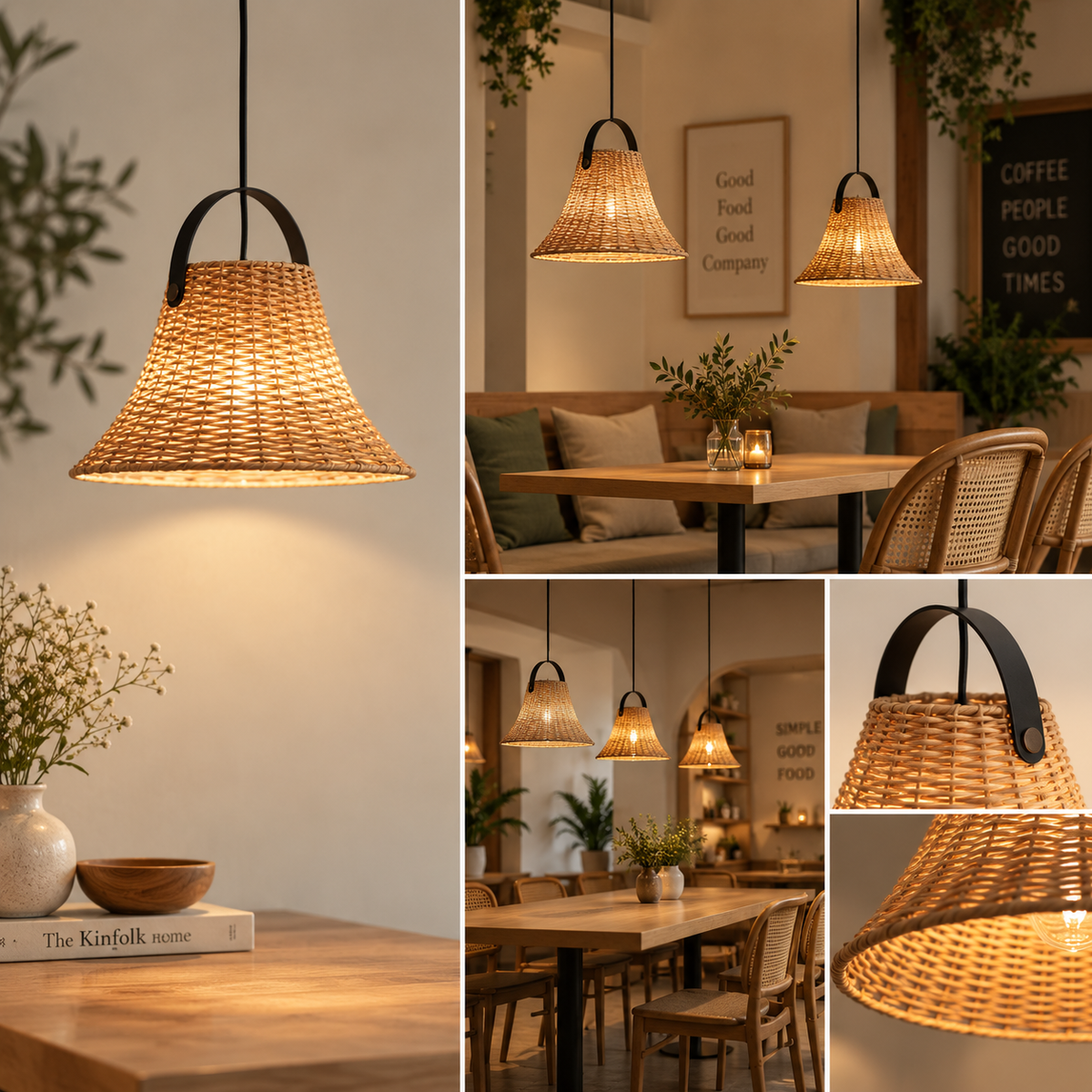 Natural Woven Rattan Pendant Light – 42 cm