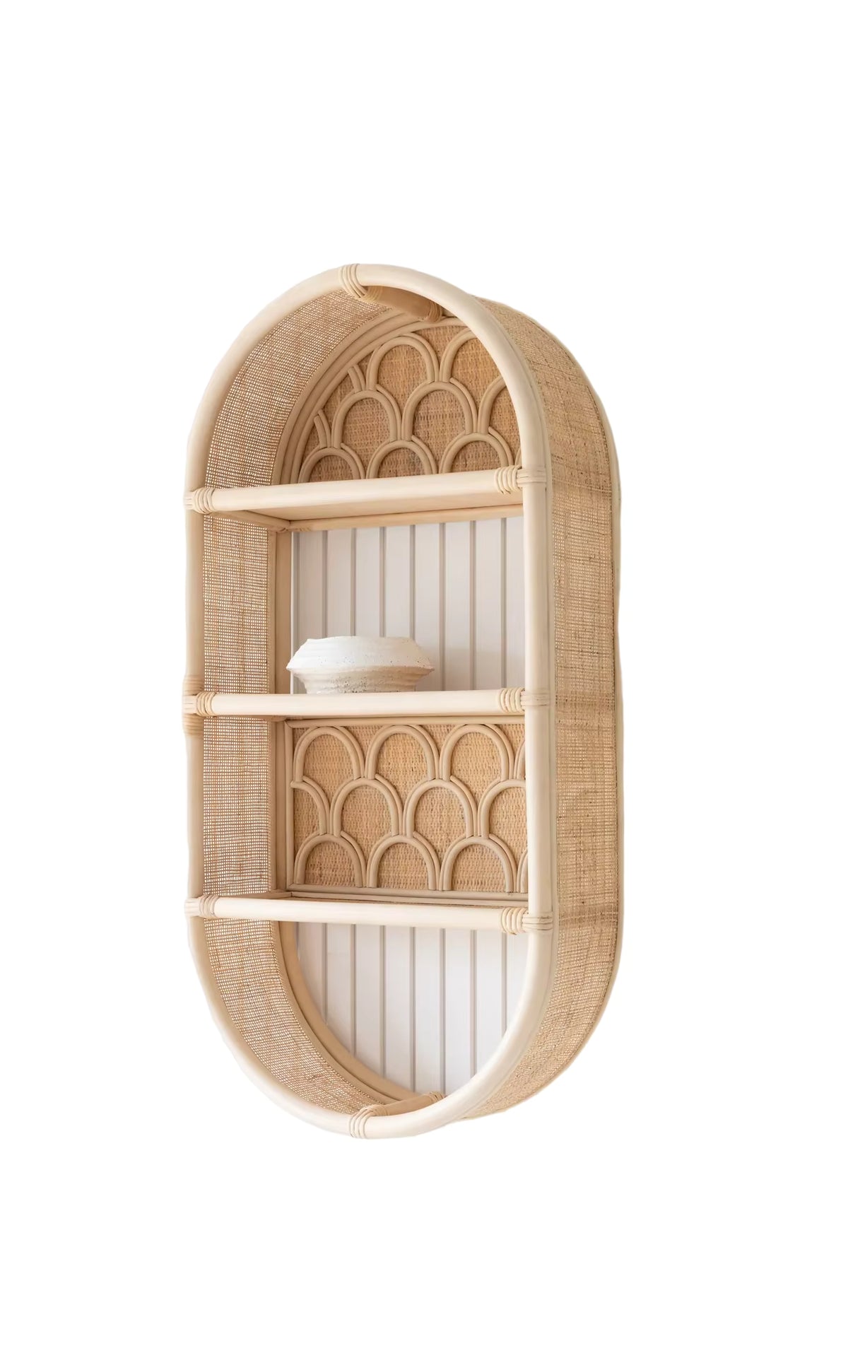 Handwoven Rattan Wall Shelf