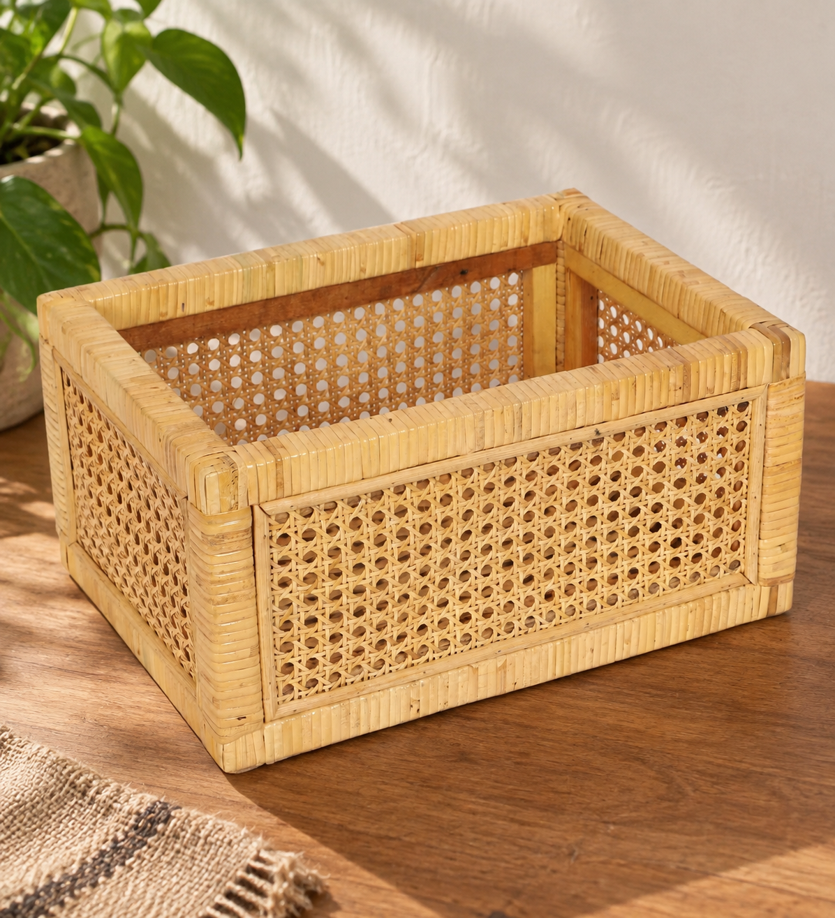 Rattan Cane Webbing Storage Basket - Pallavi — Canewoven
