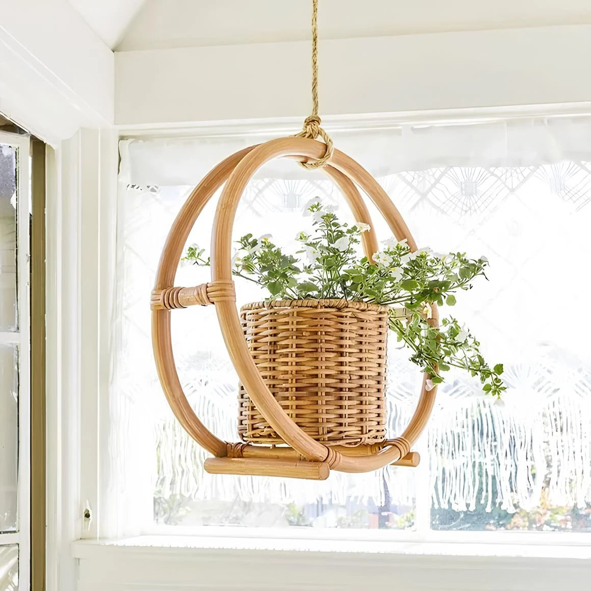 Rattan Hanging Plant Pots | Cane Hanging Flower Pot — Canewoven