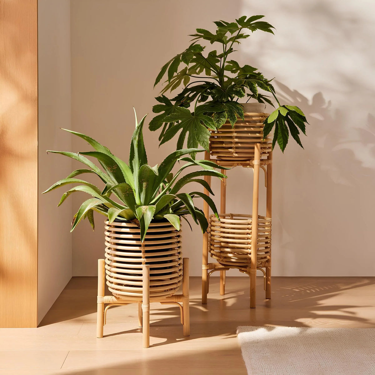 Rattan Planter with Stand | Cane Bamboo Planter - Multi-Size — Canewoven