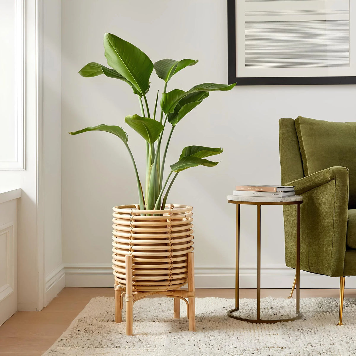 Rattan Planter with Stand | Cane Bamboo Planter - Multi-Size — Canewoven