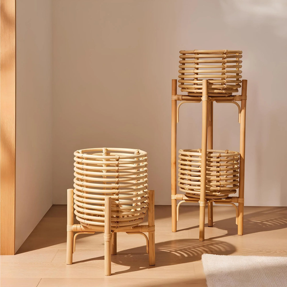 Rattan Planter with Stand | Cane Bamboo Planter - Multi-Size — Canewoven