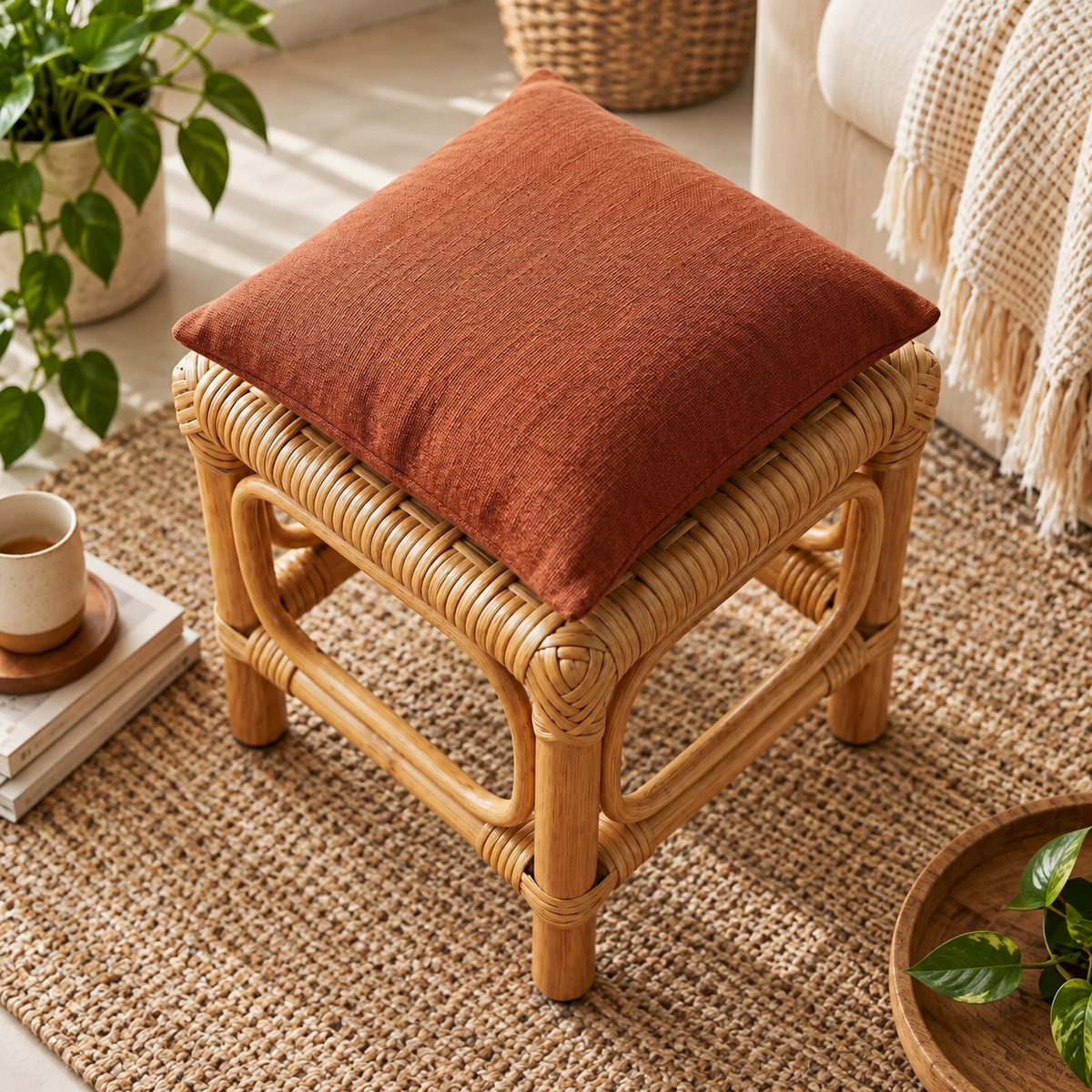 Natural Weave Rattan Stool