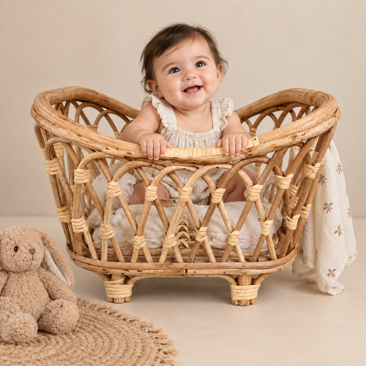 Rustic Cane Crib | Cane | Newborn | Natural Finish — Canewoven