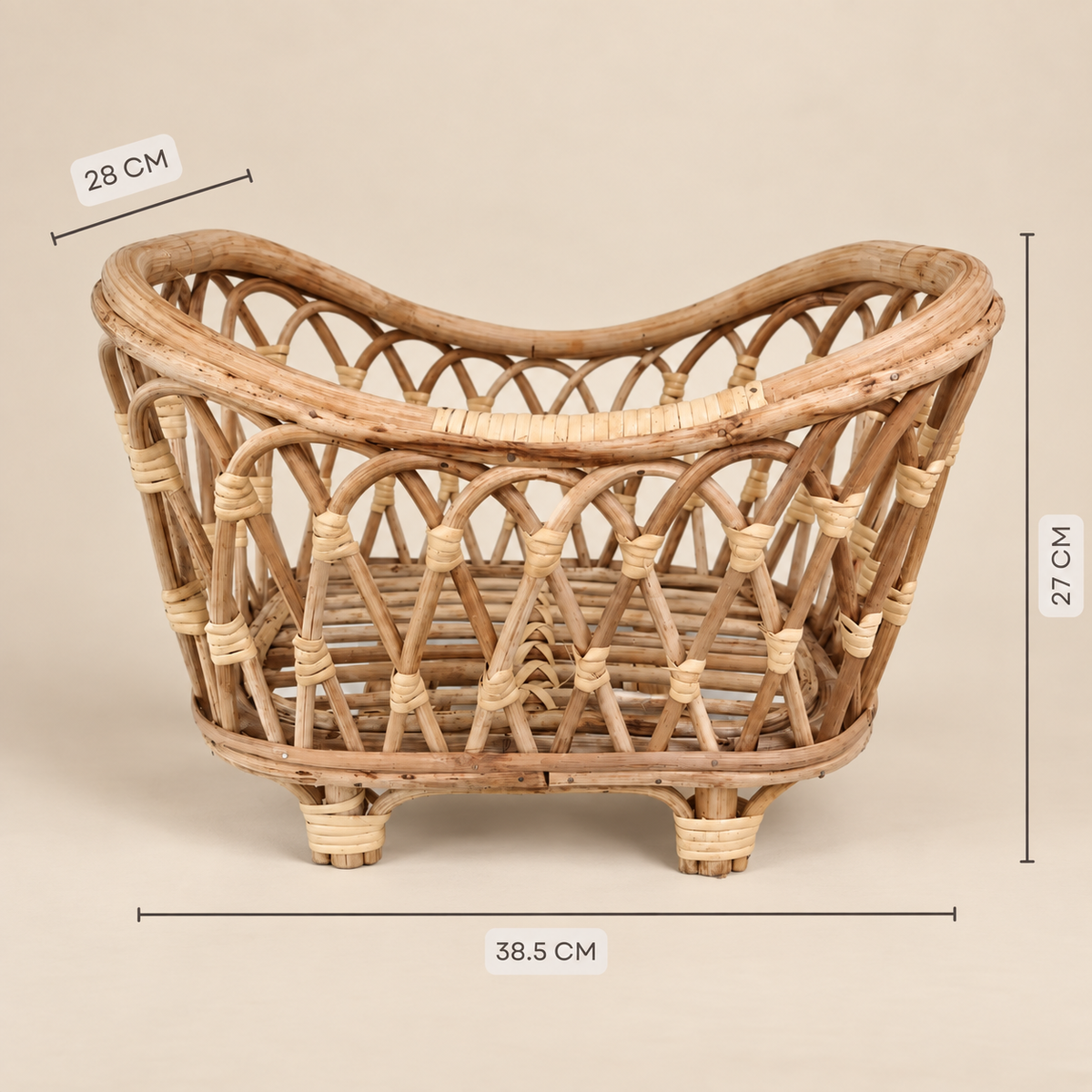 Rustic Cane Crib | Cane | Newborn | Natural Finish — Canewoven