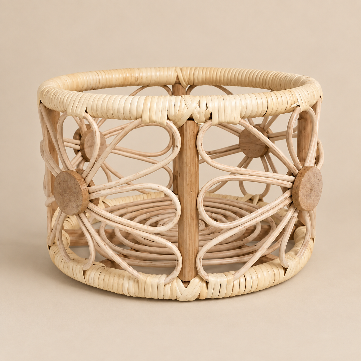 Rustic Cane Floral Basket | Natural Finish — Canewoven