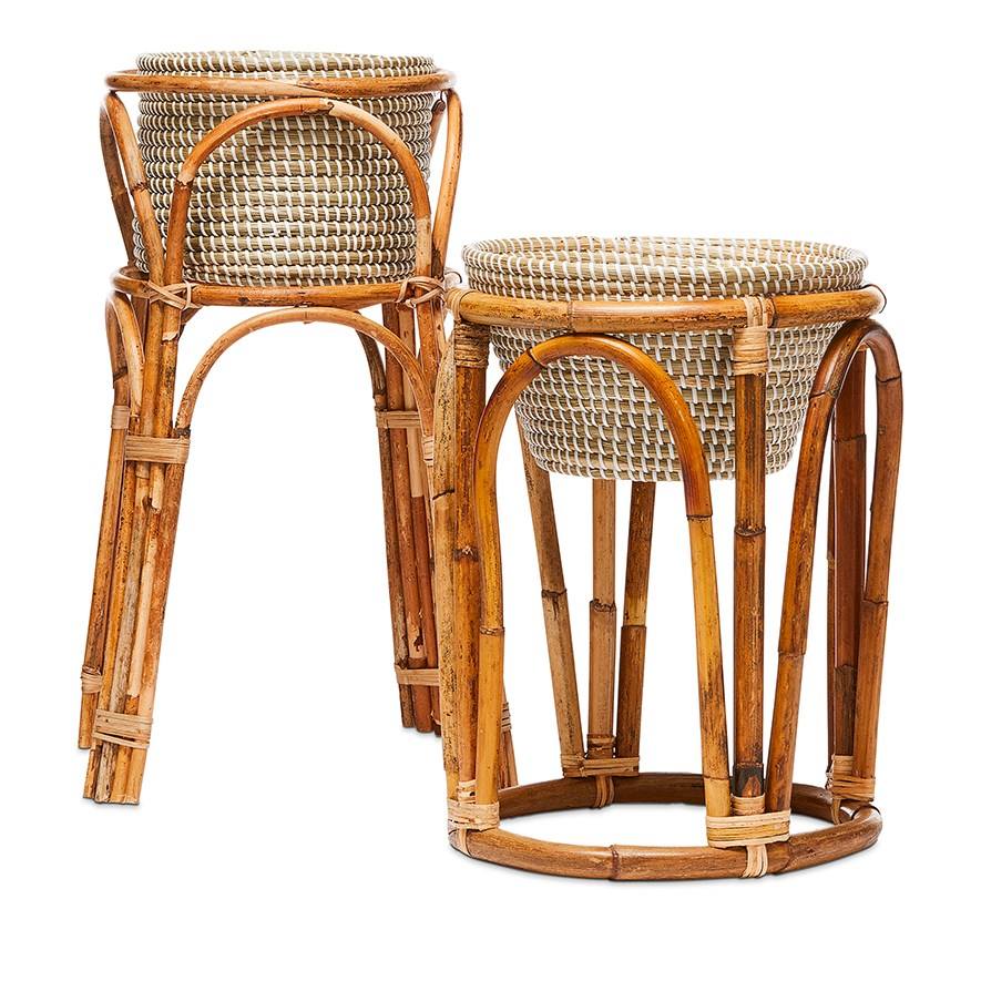 Rattan & Seagrass Plant Stand Set – Natural