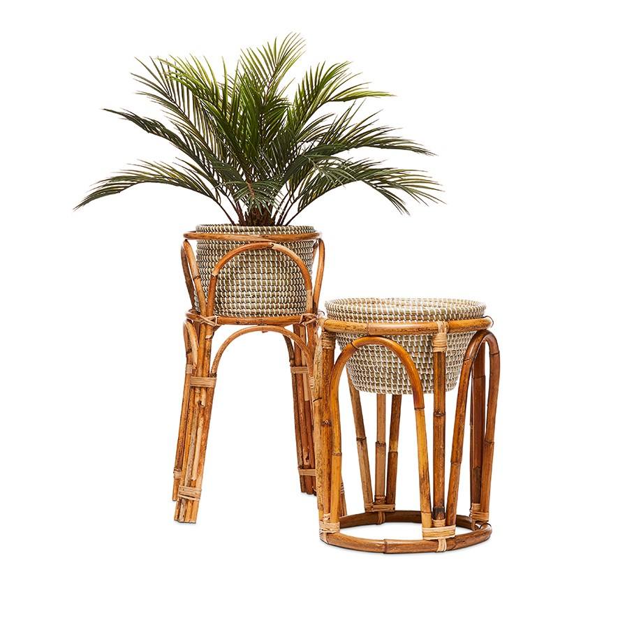 Rattan & Seagrass Plant Stand Set – Natural