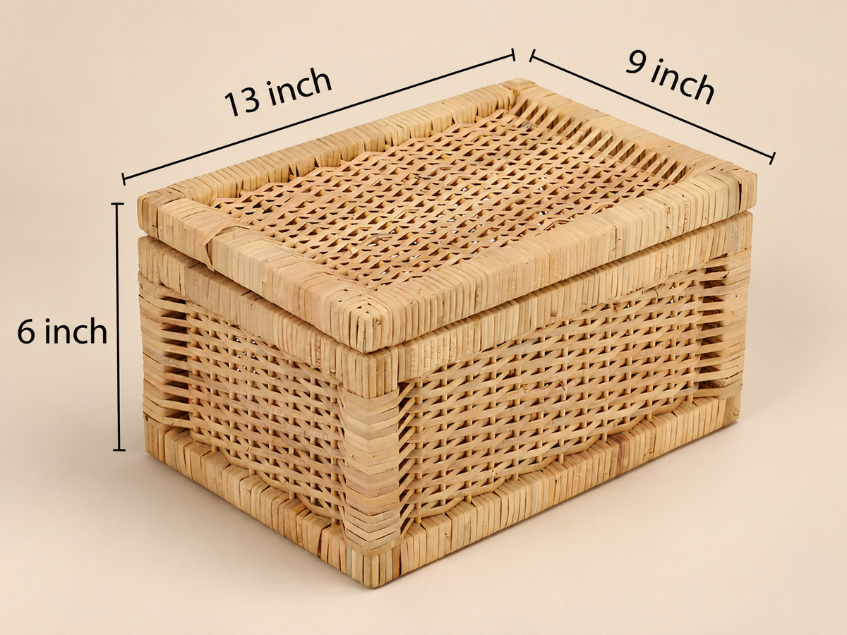 Seagrass Storage Basket with Lid 13x9x6 Inch - Leela — Canewoven
