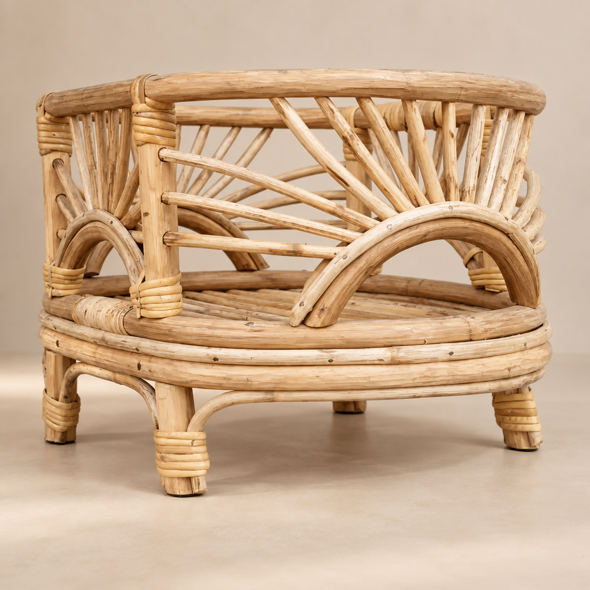 Sunbeam Boho Basket | Cane | Natural Wood — Canewoven