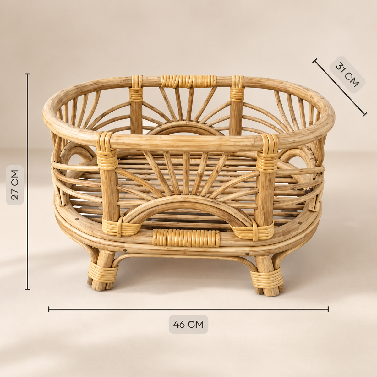 Sunbeam Boho Basket | Cane | Natural Wood — Canewoven