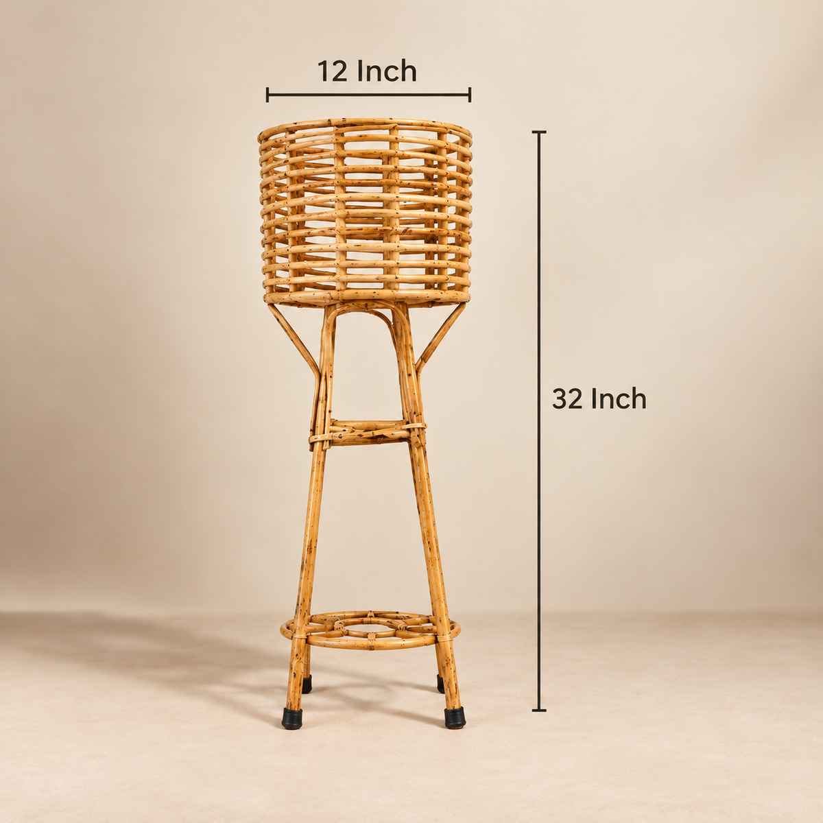 Handmade Cane Bamboo Standing Planter (Set of 1) Stand for Garden, Balcony Home and Office — Canewoven