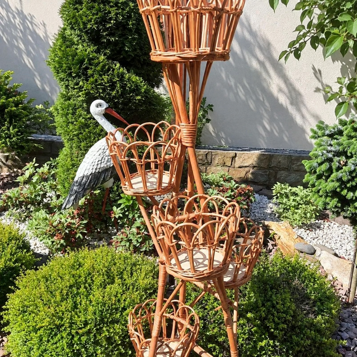 Cane Bamboo Rattan Hanging/Table Planter Stand for Garden, Balcony Home and Office | 11W × 40H Inch — Canewoven