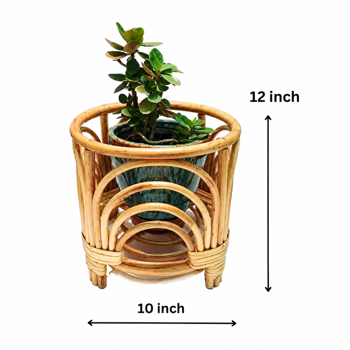 Cane Bamboo Planter (Set of 2) Stand for Garden, Balcony Home and Office | Set of 2 | 10W × 12H Inch — Canewoven