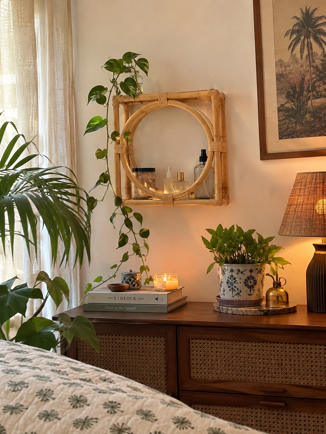 Square Rattan Wall Shelf I Wall Mounted Shelf — Canewoven