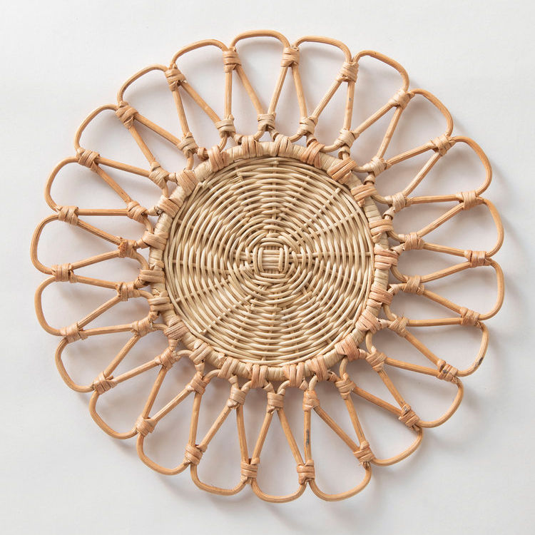 Handwoven Rattan Petal Wall Decor – 30 cm