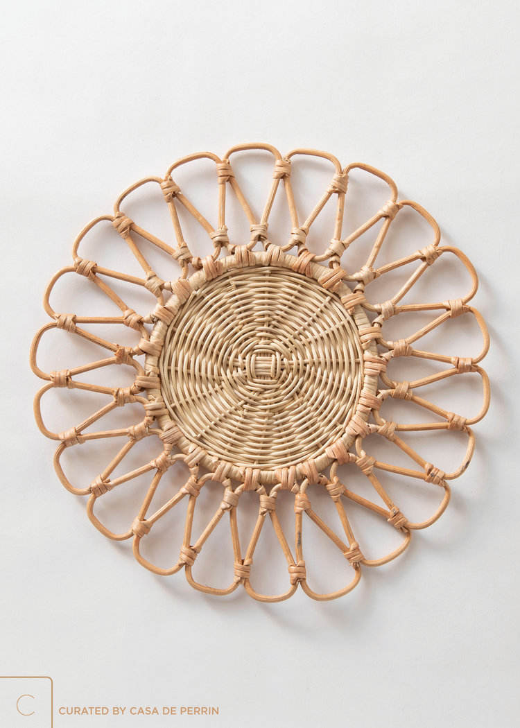 Handwoven Rattan Petal Wall Decor – 30 cm