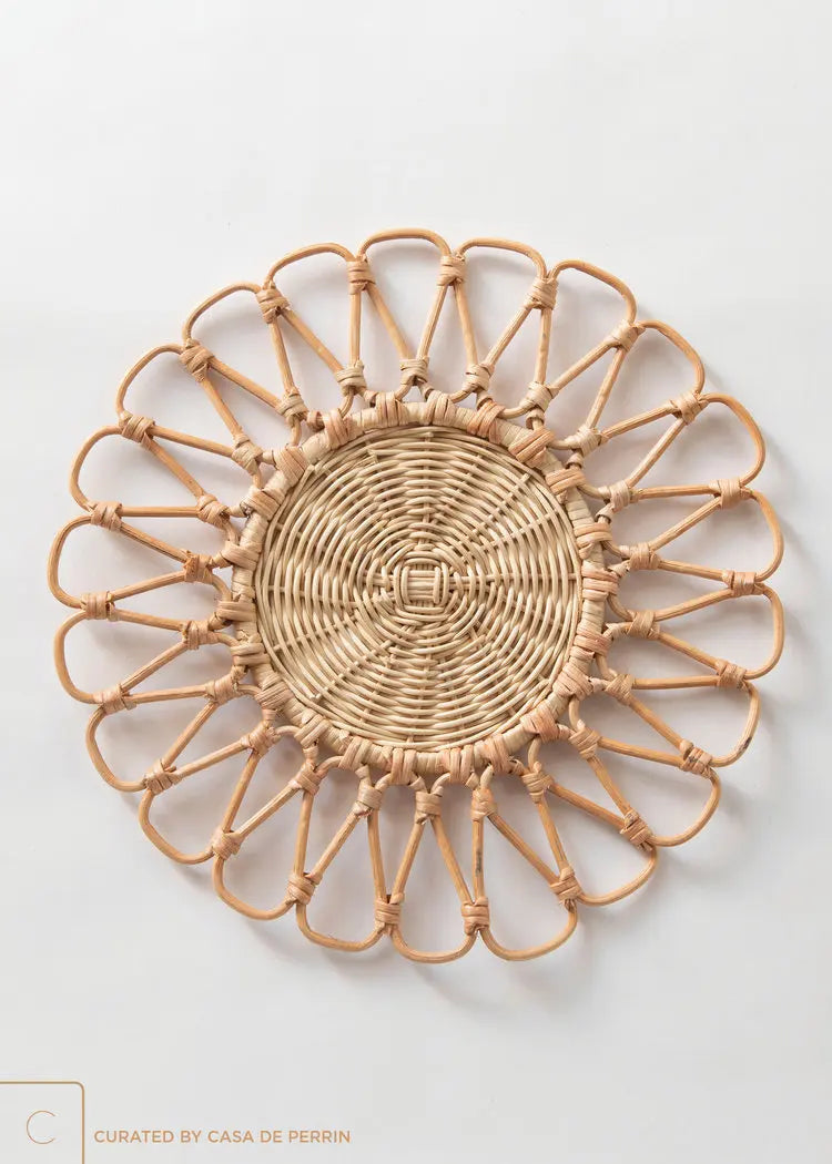 Handwoven Rattan Petal Wall Decor – 30 cm