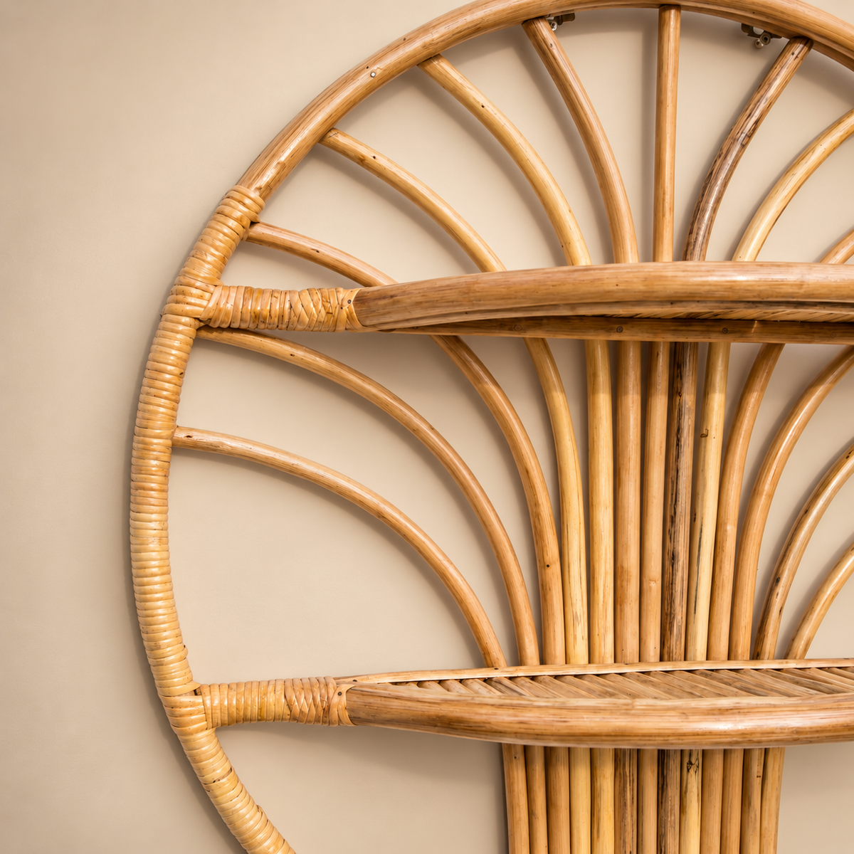 Tree Round Bamboo Shelves/Rattan Wall Shelf For Living Room, Bathroom, Kitchen, Nursery and Kids Room — Canewoven