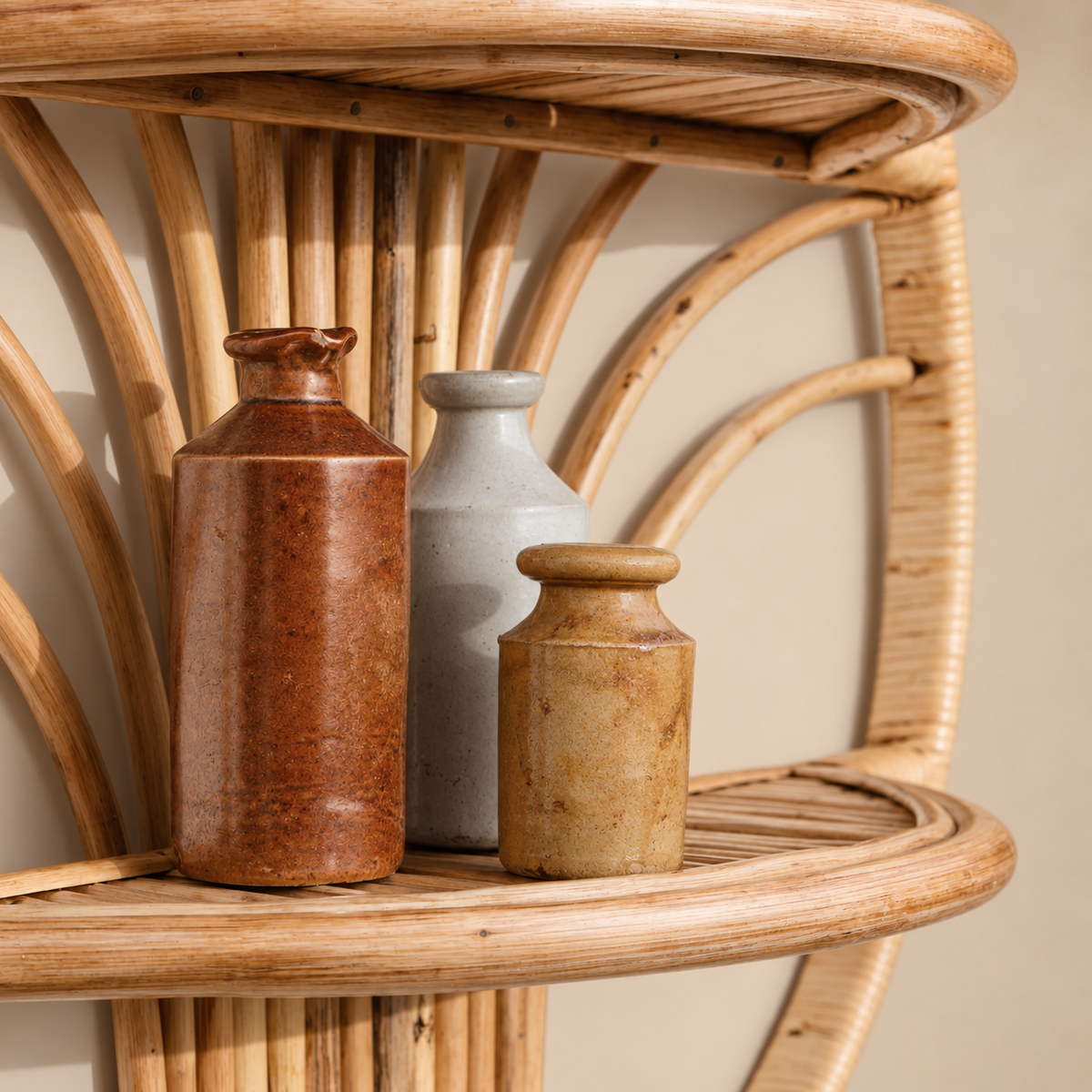 Tree Round Bamboo Shelves/Rattan Wall Shelf For Living Room, Bathroom, Kitchen, Nursery and Kids Room — Canewoven