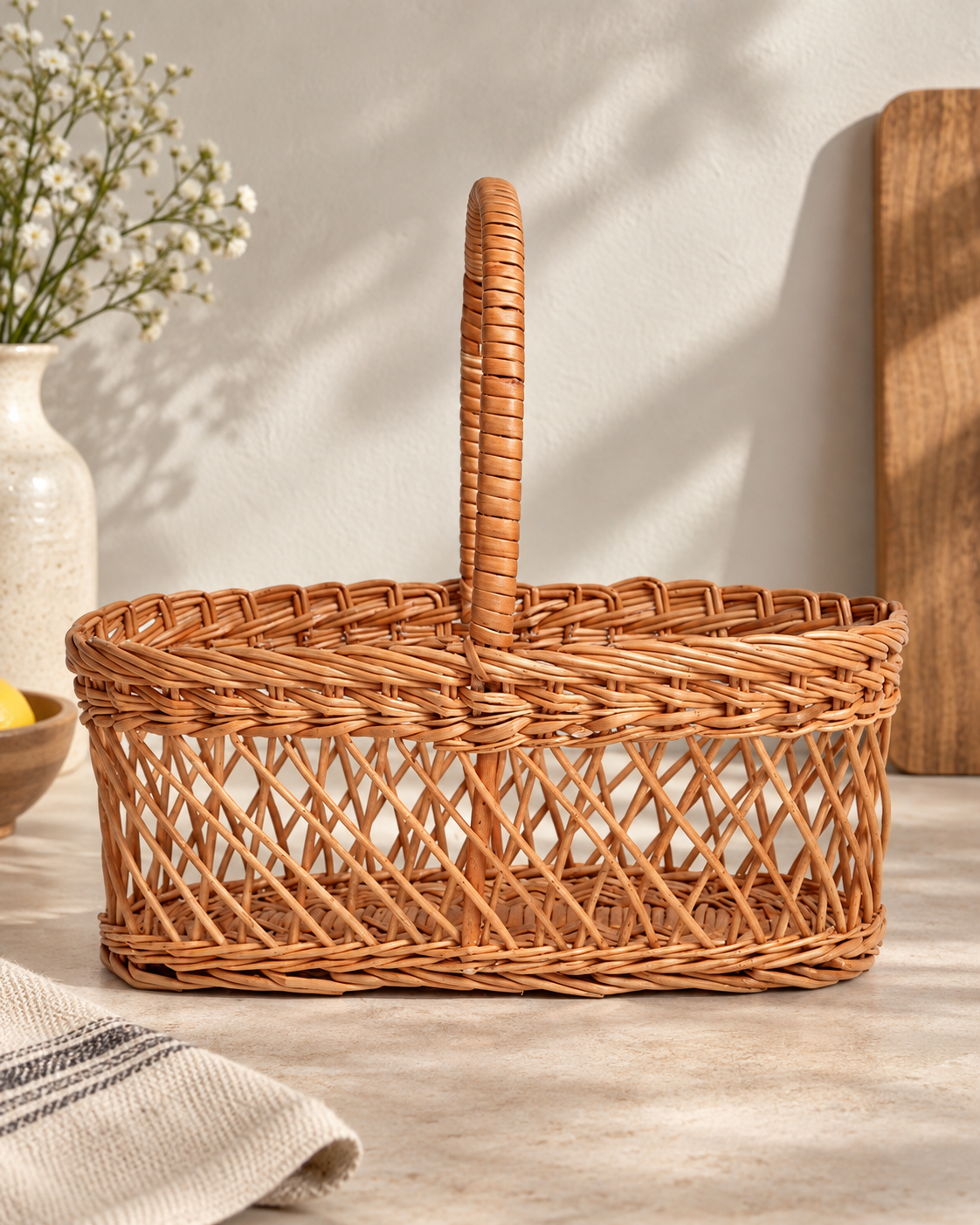 Versatile Wicker Hamper Basket for Fruits, Snacks, and Eco-Friendly Home Storage — Canewoven