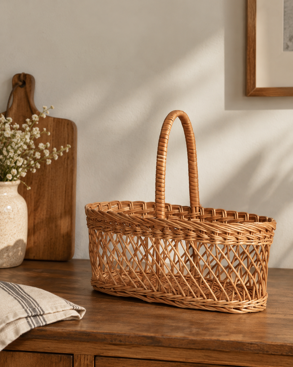 Versatile Wicker Hamper Basket for Fruits, Snacks, and Eco-Friendly Home Storage — Canewoven