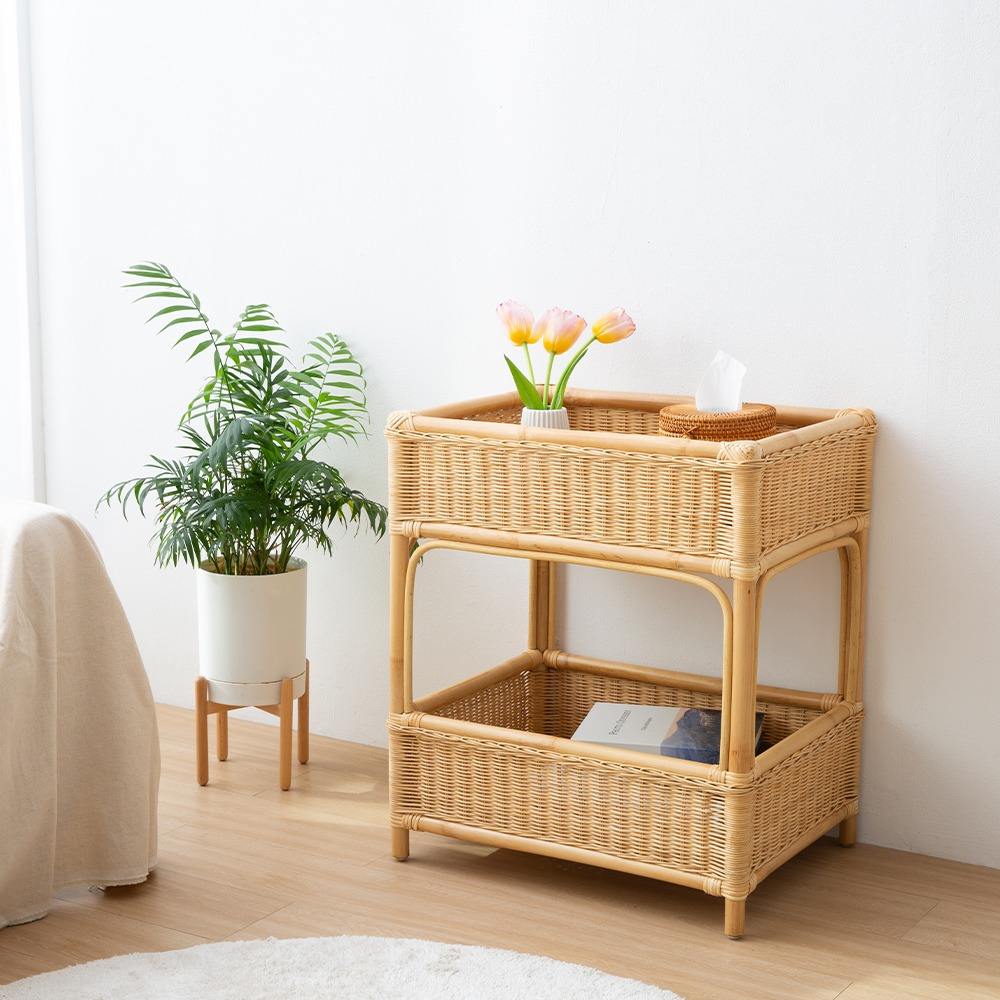 Handwoven Rattan Storage Rack – Natural