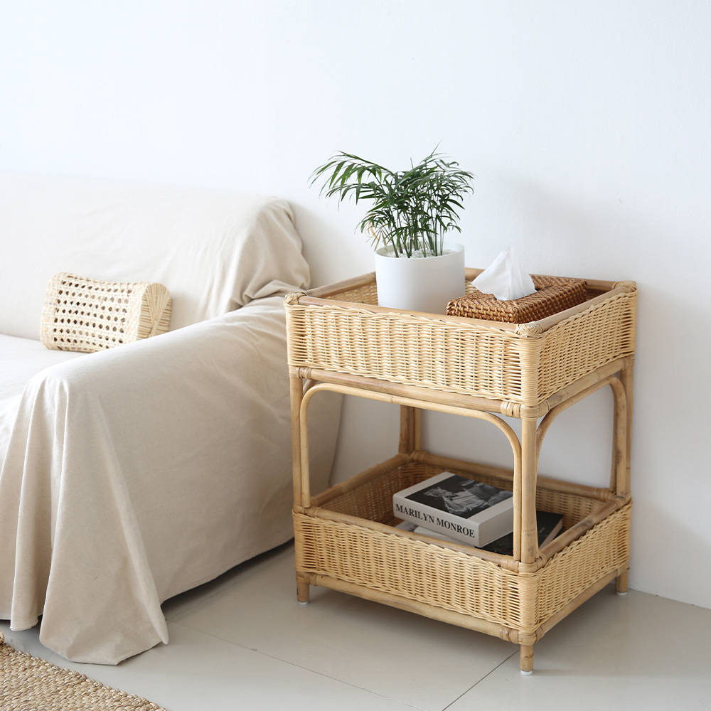 Handwoven Rattan Storage Rack – Natural