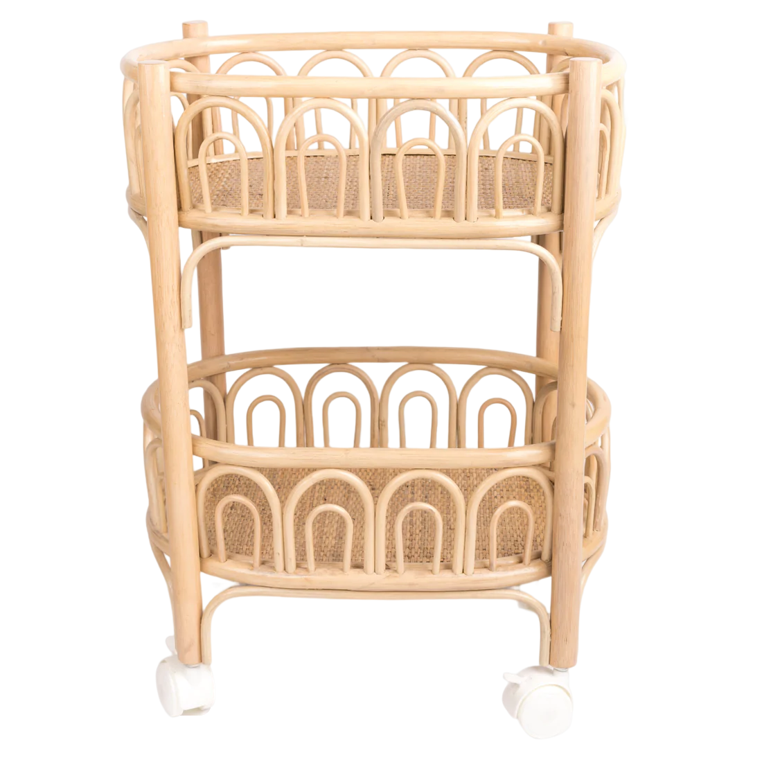Handwoven Rattan 3-Tier Storage Cart – 70 cm High