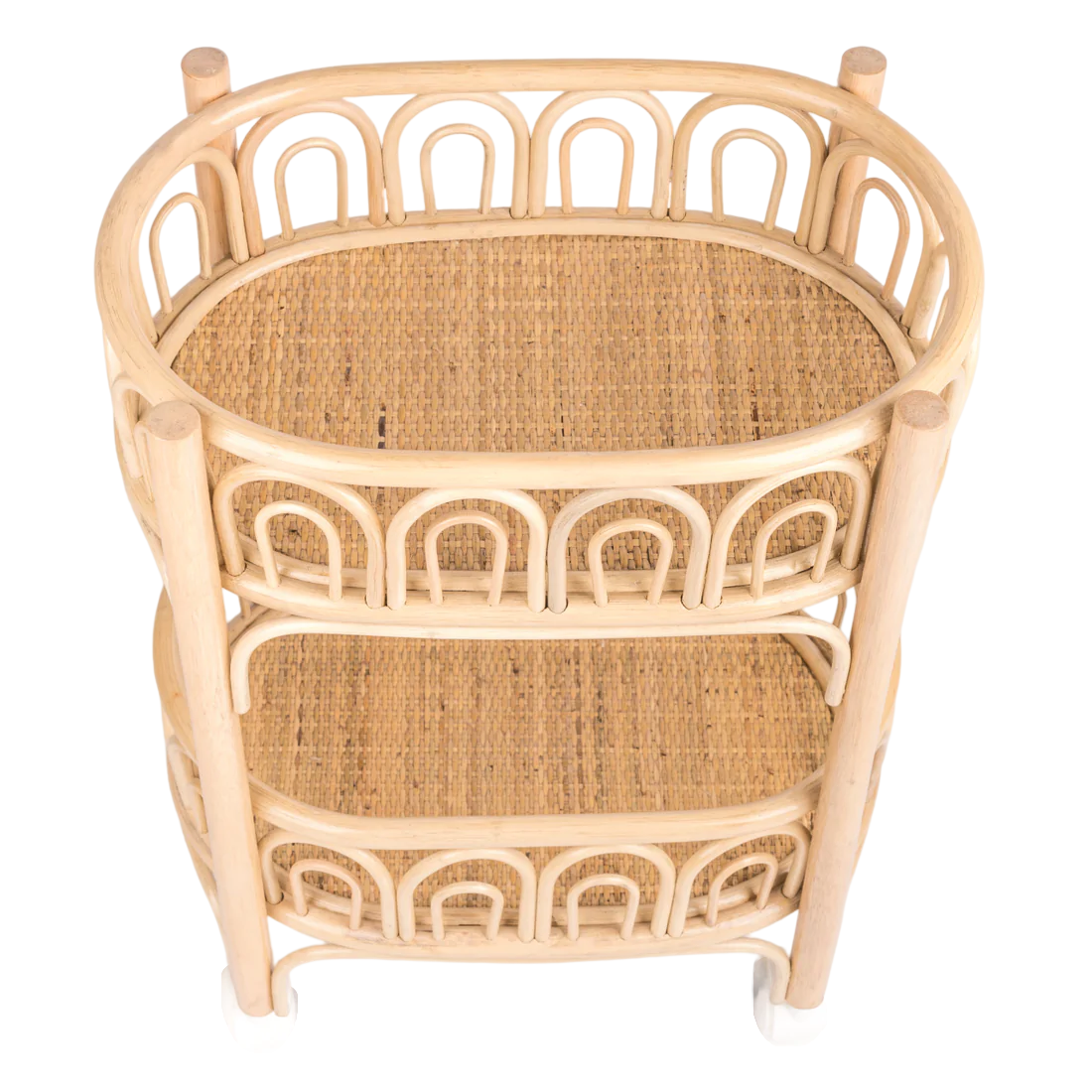 Handwoven Rattan 3-Tier Storage Cart – 70 cm High