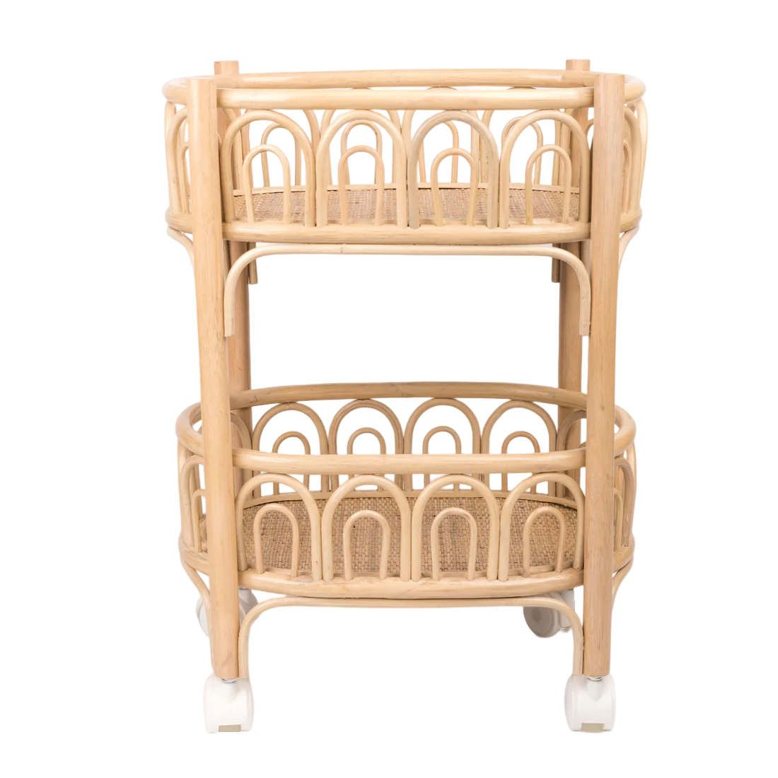 Handwoven Rattan 3-Tier Storage Cart – 70 cm High